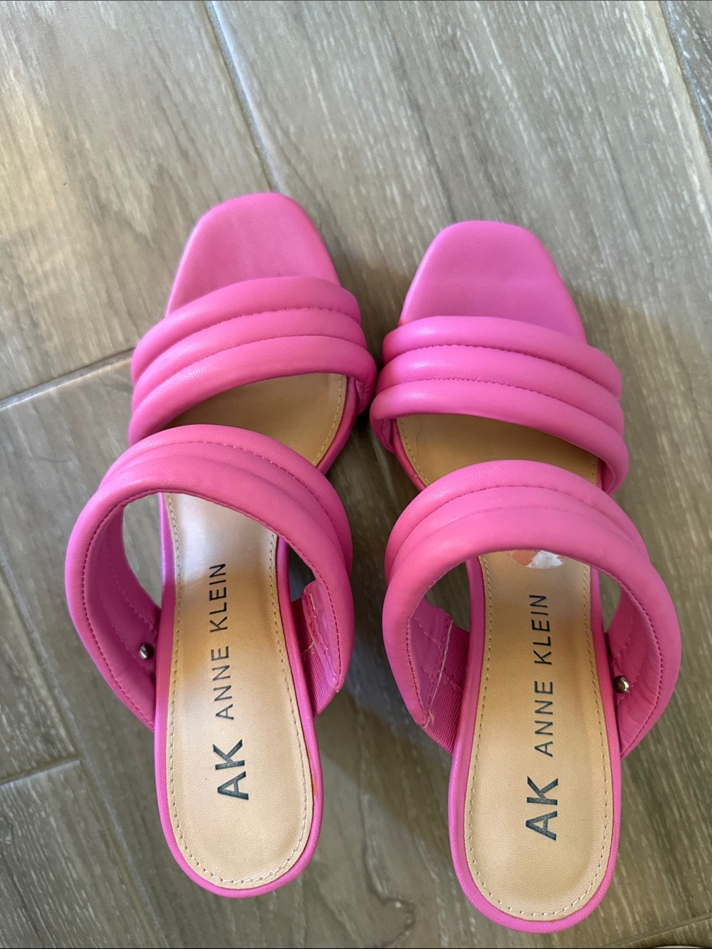 Anne Klein Hot Pink Quilted Strap Slide Mules